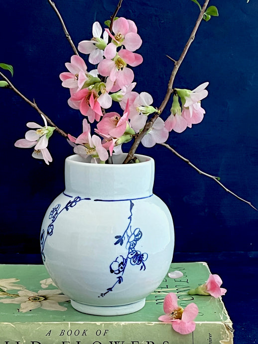 English porcelain tiny cherry blossom vase
