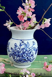 English porcelain cherry blossom cluster vase