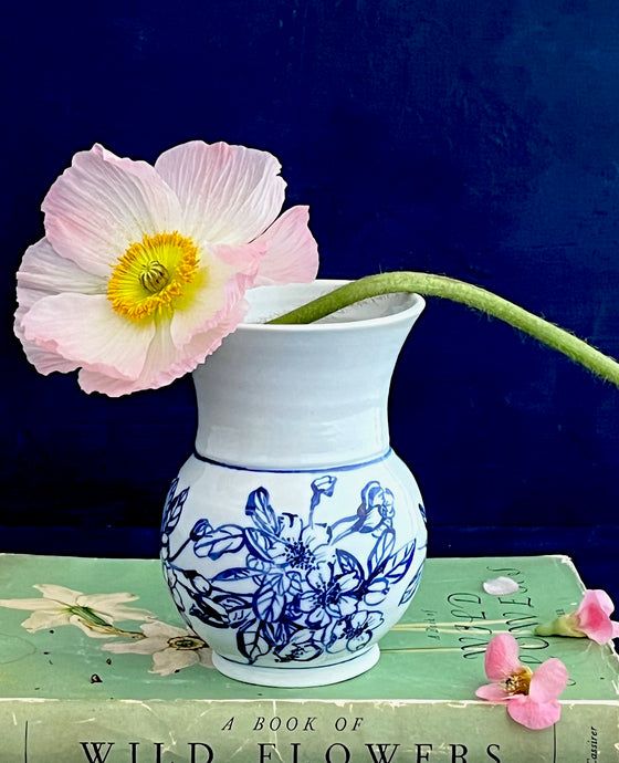 English porcelain cherry blossom cluster vase