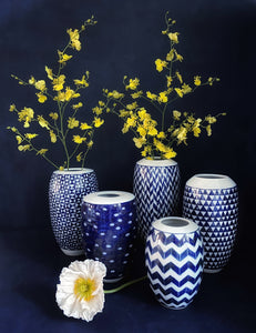 English porcelain herringbone vase