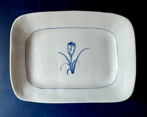 Fine English porcelain crocus rectangle platter