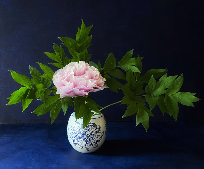 Large English porcelain round chrysanthemum vase