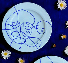 Load image into Gallery viewer, Calligraphy dinner plate 1 in bright white porcelain