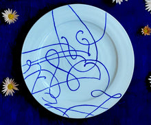 Load image into Gallery viewer, Calligraphy dinner plate 3 in bright white porcelain