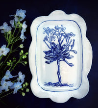 Load image into Gallery viewer, Scalloped rectangular fine English porcelain, phlox platter