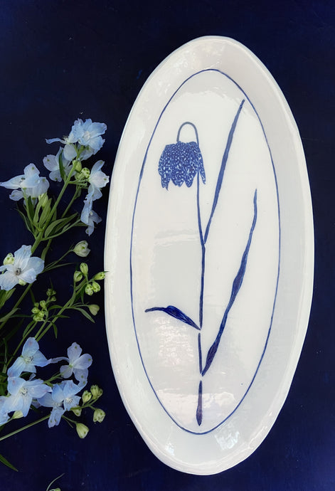 Porcelain fritillaria meleagris oval platter