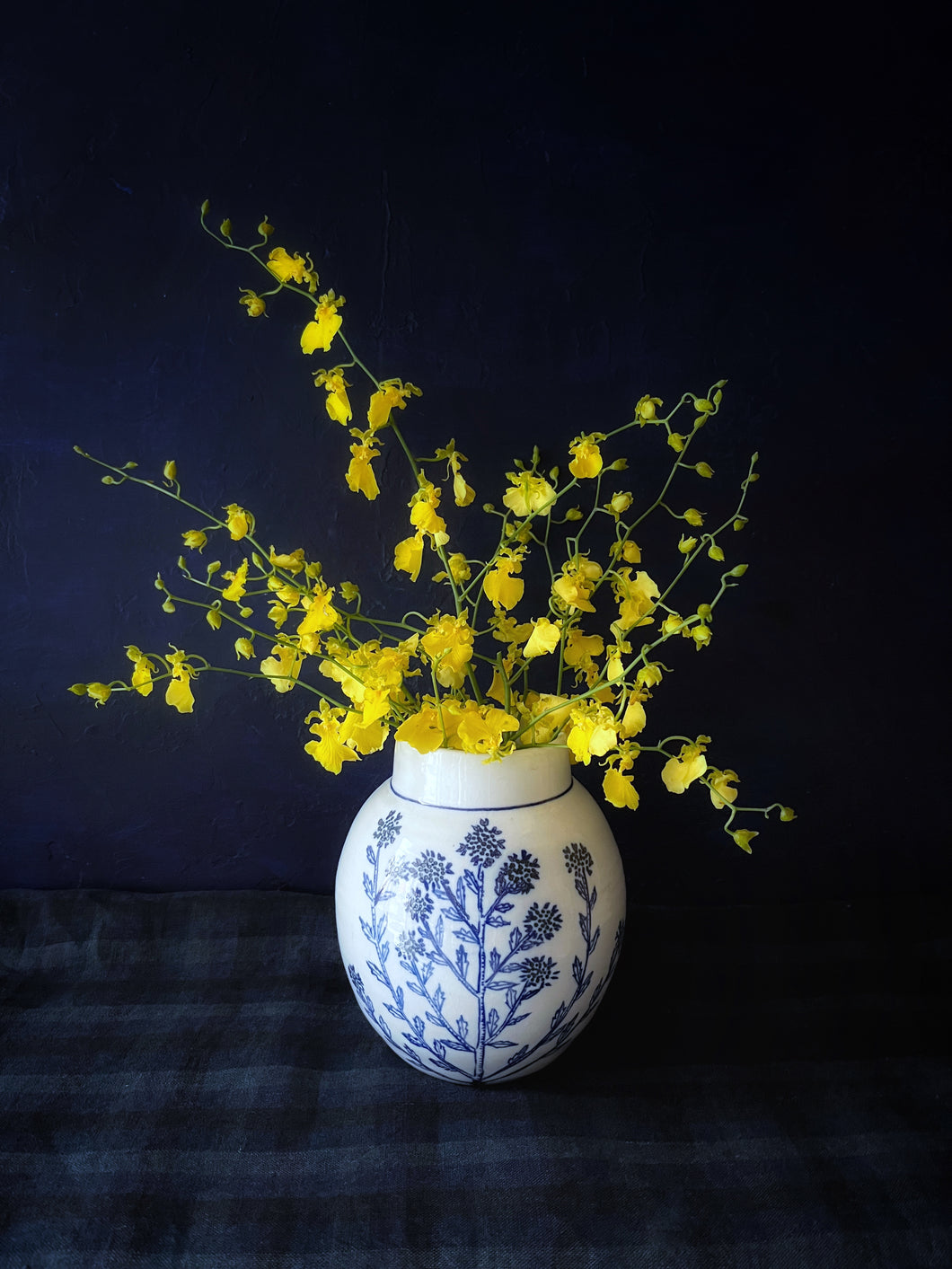 English porcelain scabiosa vase