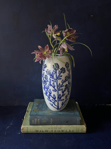 English porcelain tall scabiosa vase