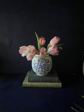 Load image into Gallery viewer, Medium English porcelain round footed and throated chrysanthemum vase
