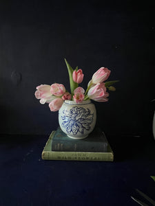 Medium English porcelain round footed and throated chrysanthemum vase