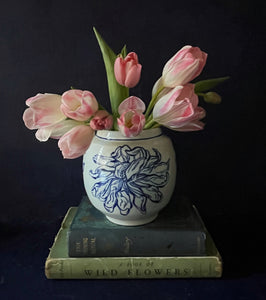 Medium English porcelain round footed and throated chrysanthemum vase