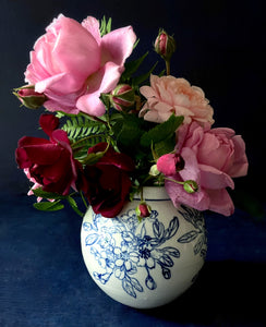 English porcelain cherry blossom cluster vase