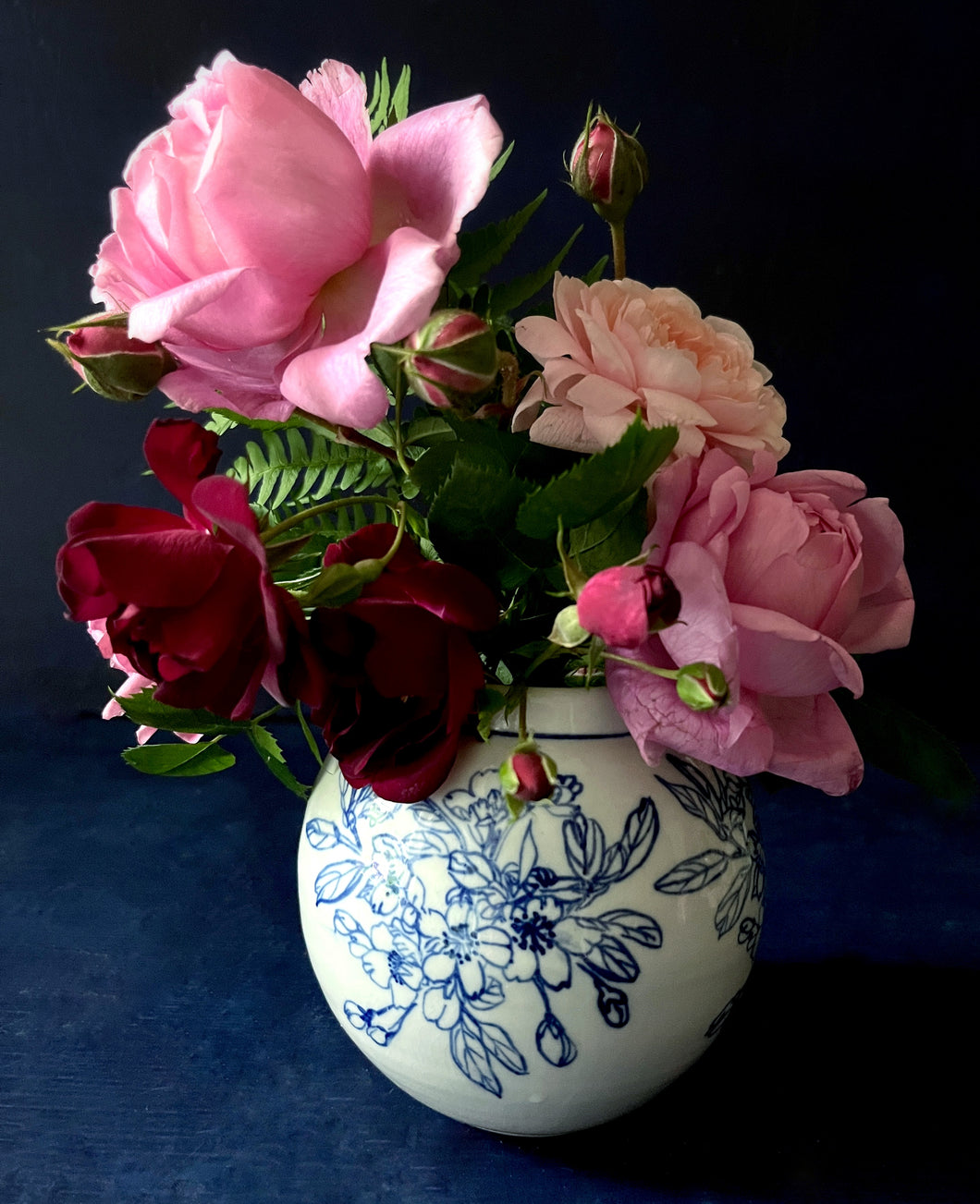English porcelain cherry blossom cluster vase
