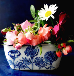 English porcelain zinnia flower brick