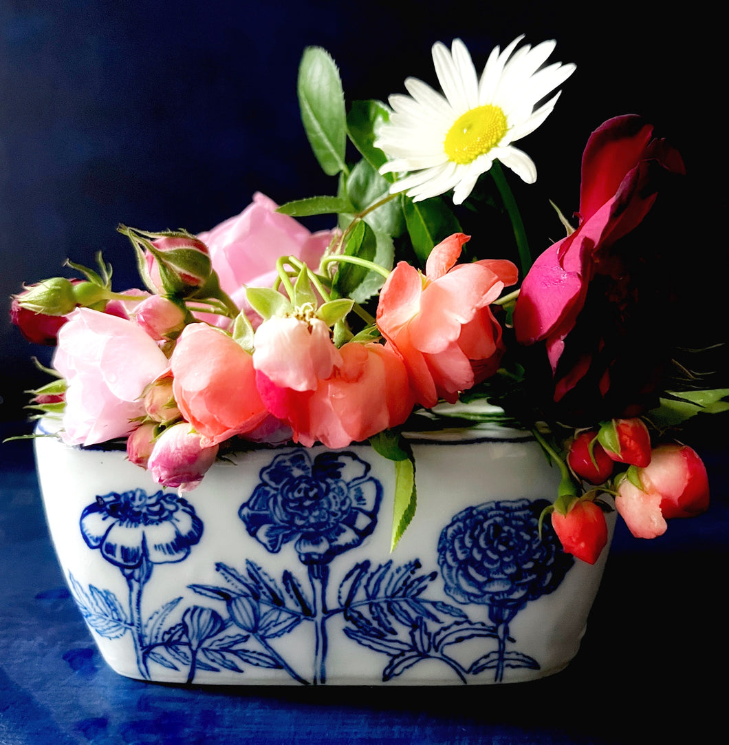 English porcelain zinnia flower brick