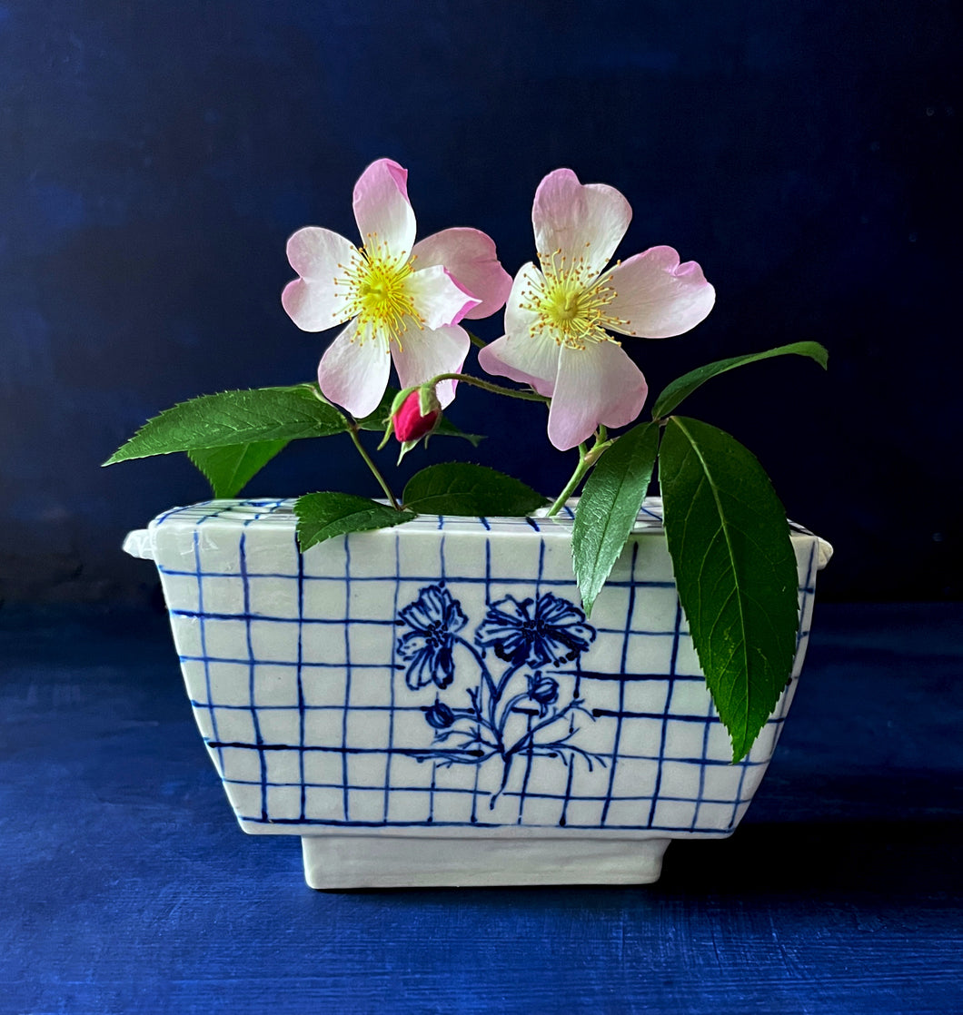 English porcelain cosmos flower brick