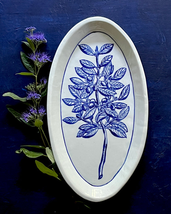 Fine English porcelain fruited bush oval platter