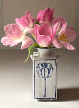 Load image into Gallery viewer, Hand built English porcelain tulip vase with handles and feet