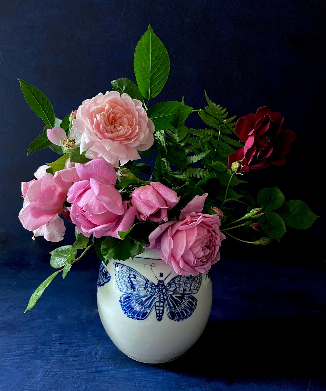 English porcelain butterfly vase