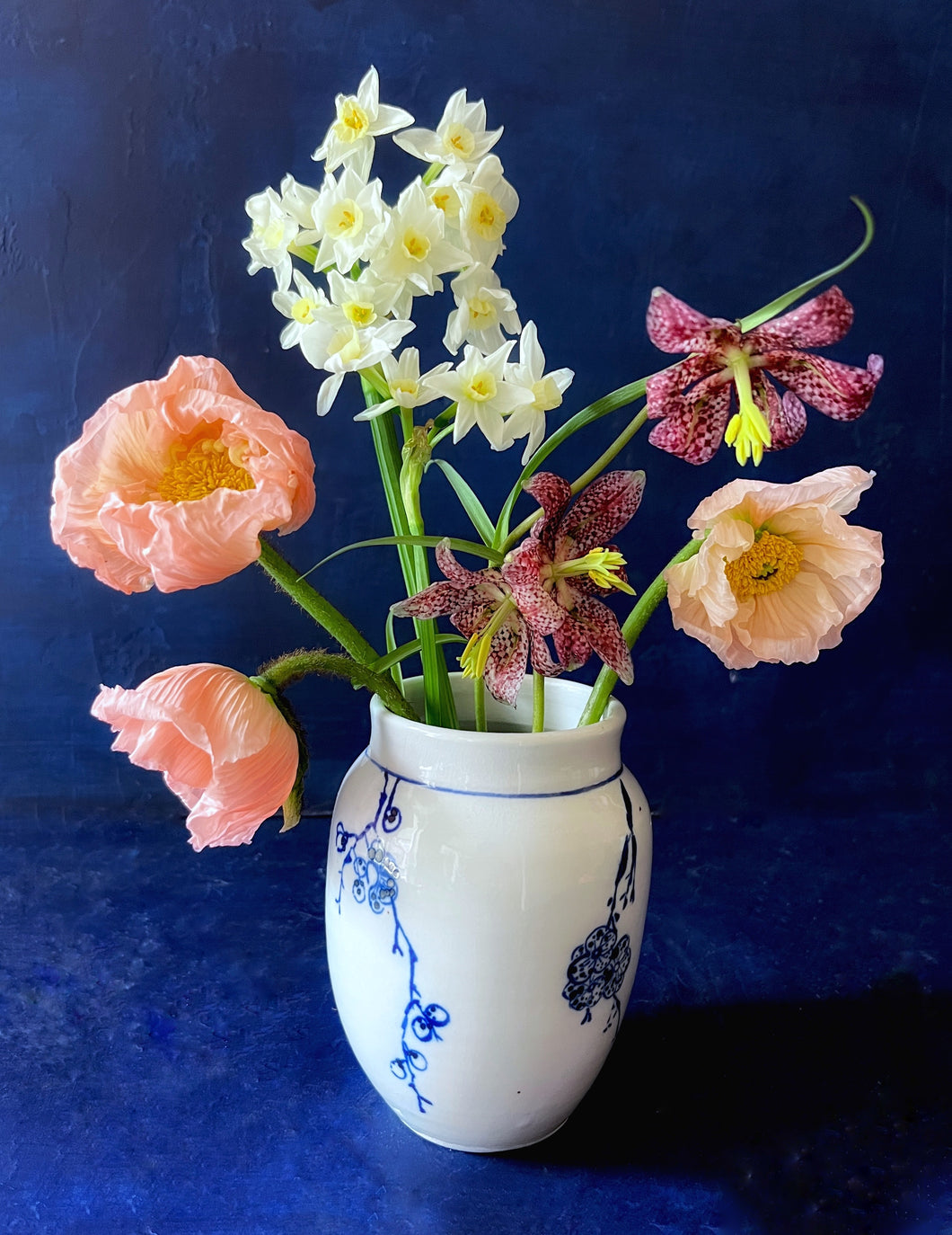 English porcelain small cherry blossom vase