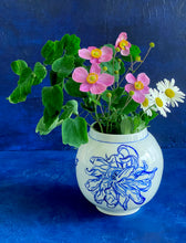 Load image into Gallery viewer, Large English porcelain round footed and throated chrysanthemum vase
