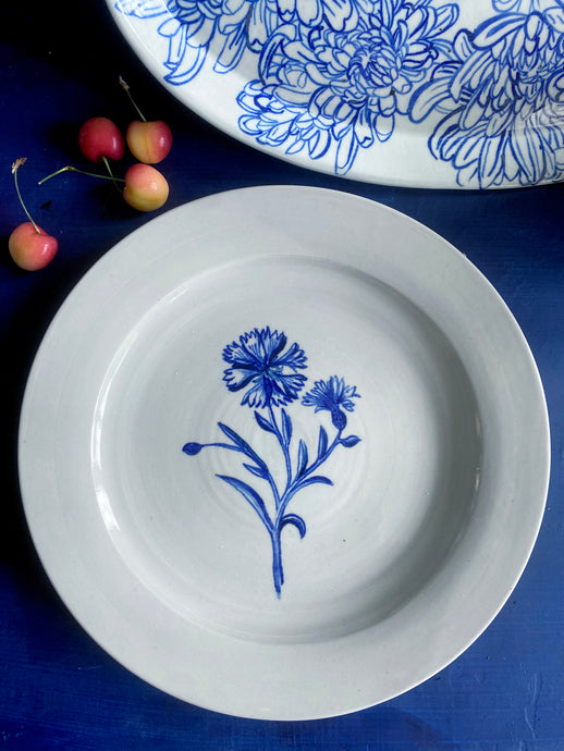 Porcelain cornflower dinner plate