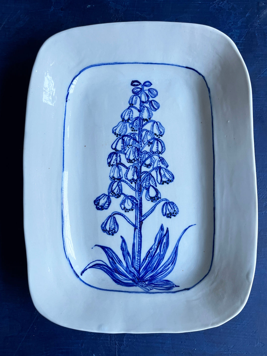 English porcelain rectangle fritillaria platter