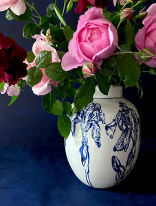 English porcelain multi iris vase