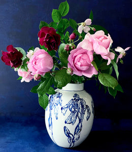 English porcelain multi iris vase