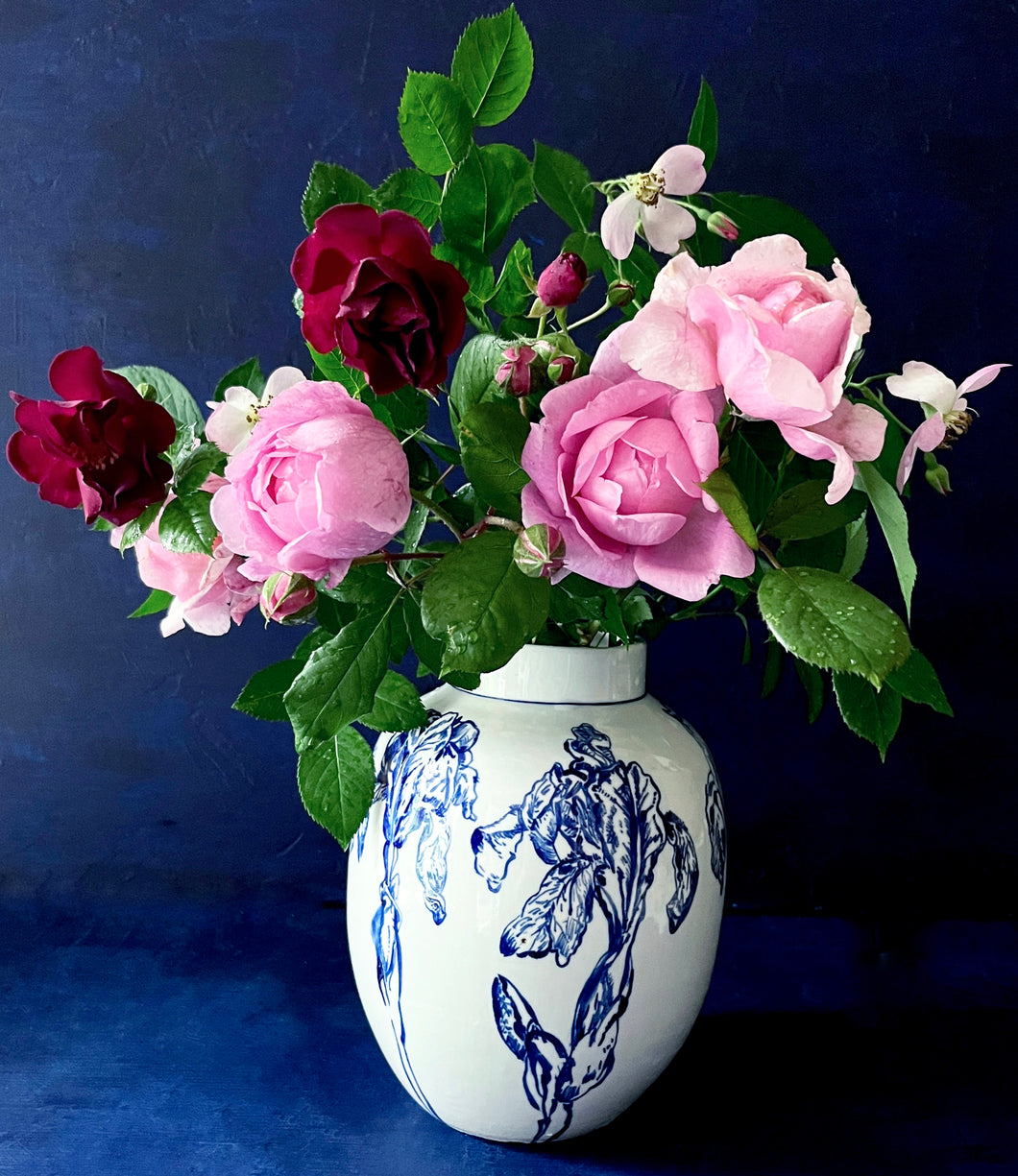 English porcelain multi iris vase