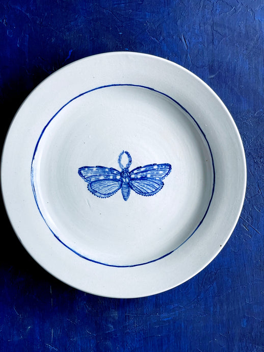 Porcelain moth salad/dinner plate