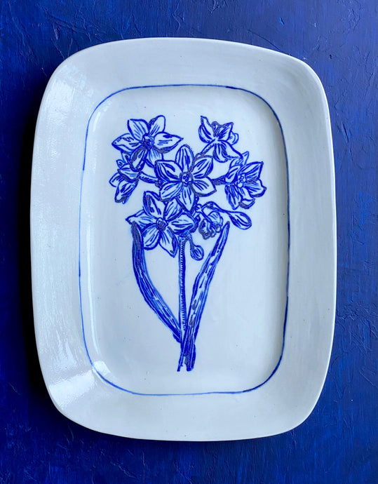 Porcelain rectangle narcissus platter