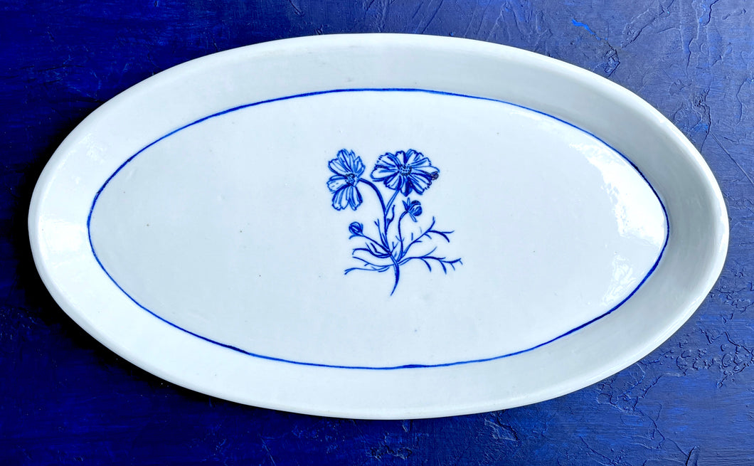 Fine English porcelain oval cosmos platter