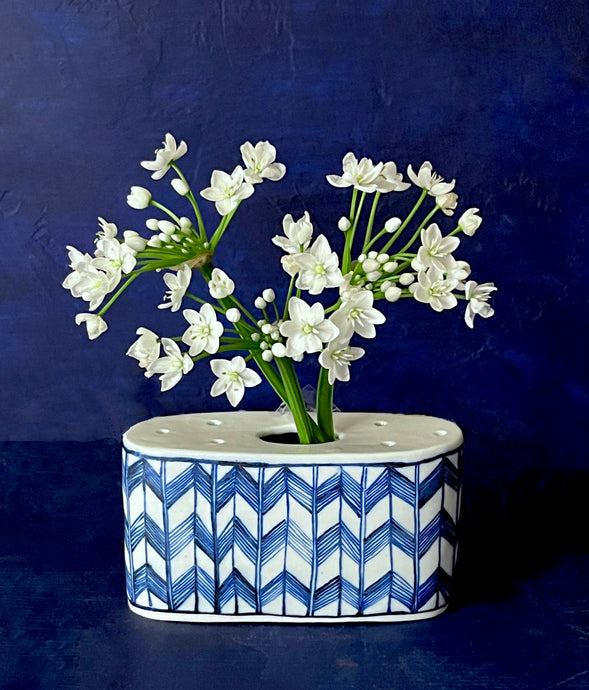 English porcelain feather flower brick