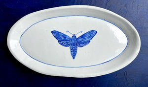 Fine English porcelain oval moth platter