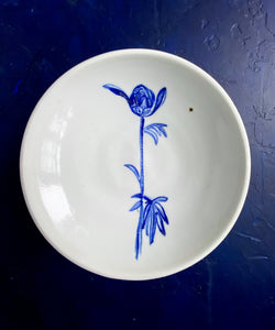 Banchan peony bud dish, fine English porcelain