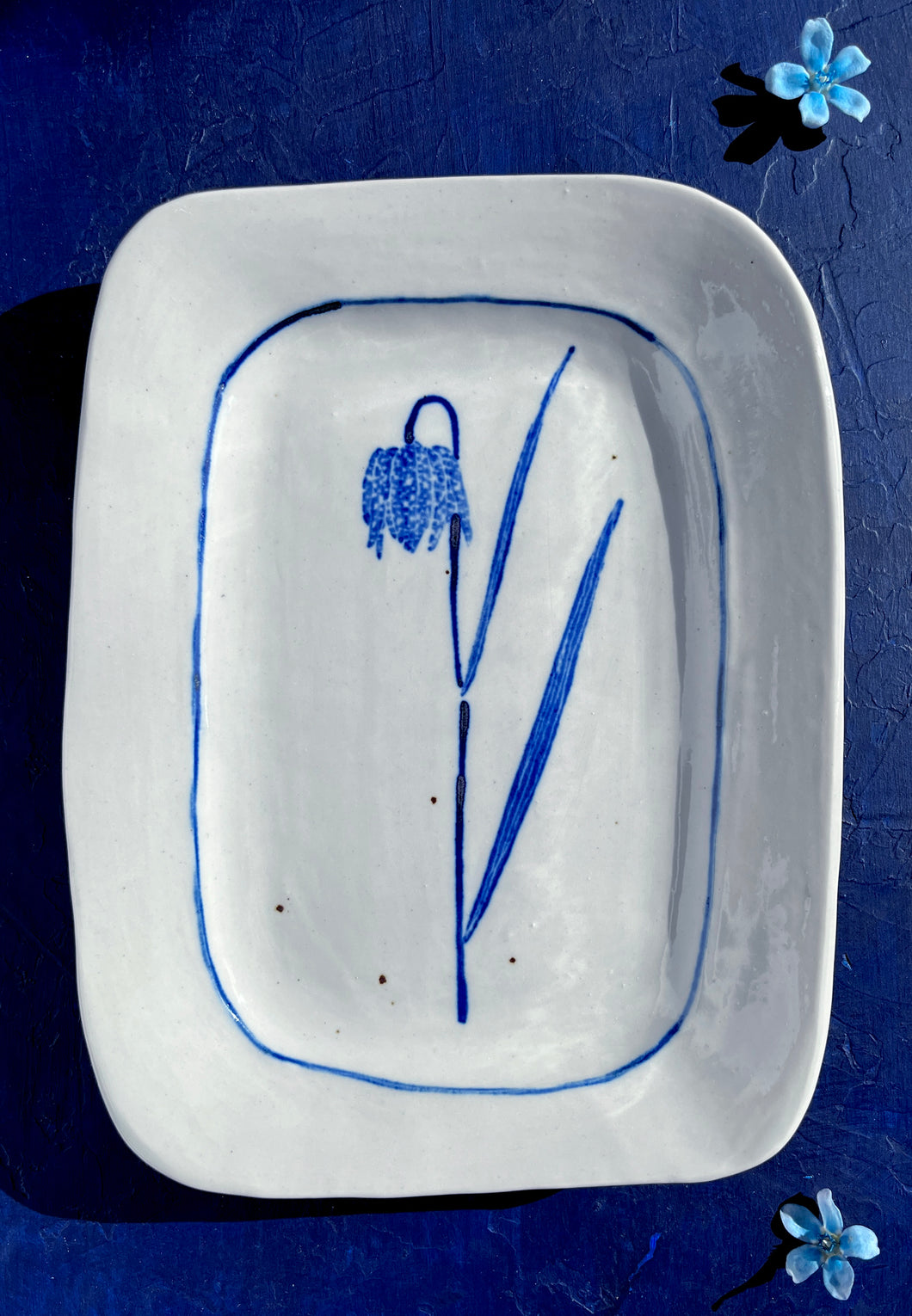 Porcelain rectangle frittilaria platter