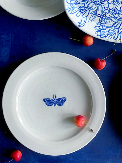 Porcelain moth salad plate