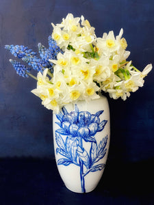 English porcelain small peony vase