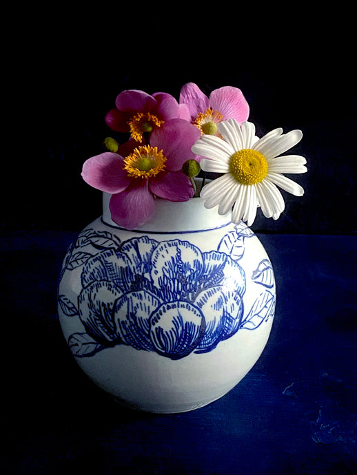 Small English porcelain peony vase