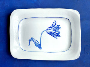 Porcelain rectangle tulip right platter