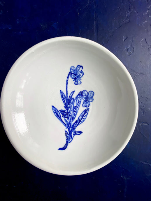 Banchan viola dish, fine English porcelain