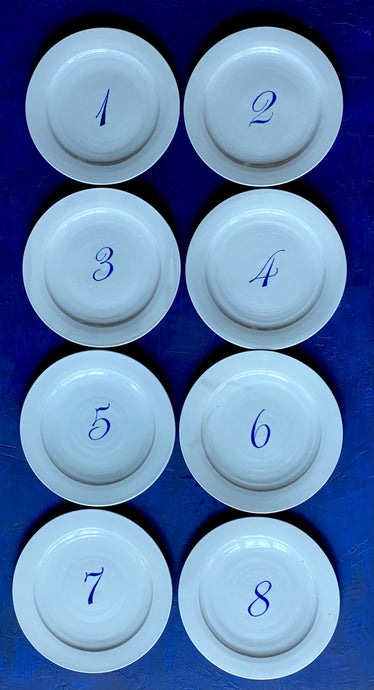 Set of 8 porcelain dinner plates 1-8
