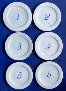 Porcelain numbered dessert plate, 1-6