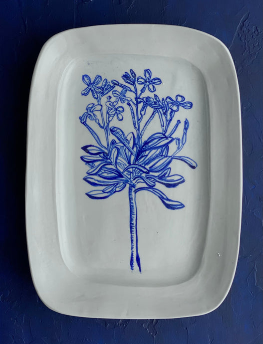 Porcelain rectangle phlox platter