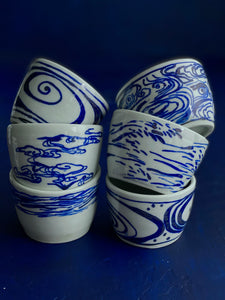Fine English Porcelain hippy wave soba choko cup