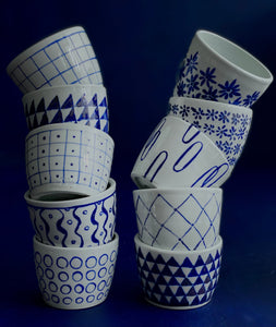 Fine English Porcelain dots and squares soba choko cup