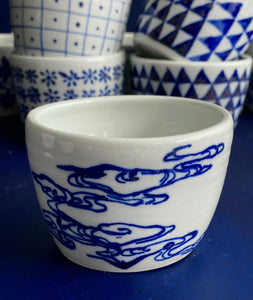 Fine English Porcelain swirl wave soba choko cup
