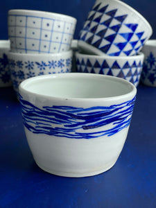 Fine English Porcelain wave band soba choko cup