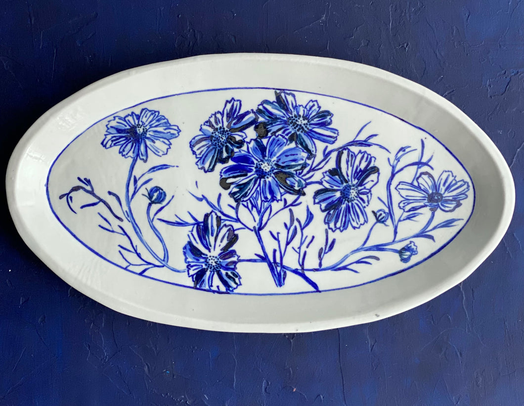 Fine English porcelain oval cosmos platter